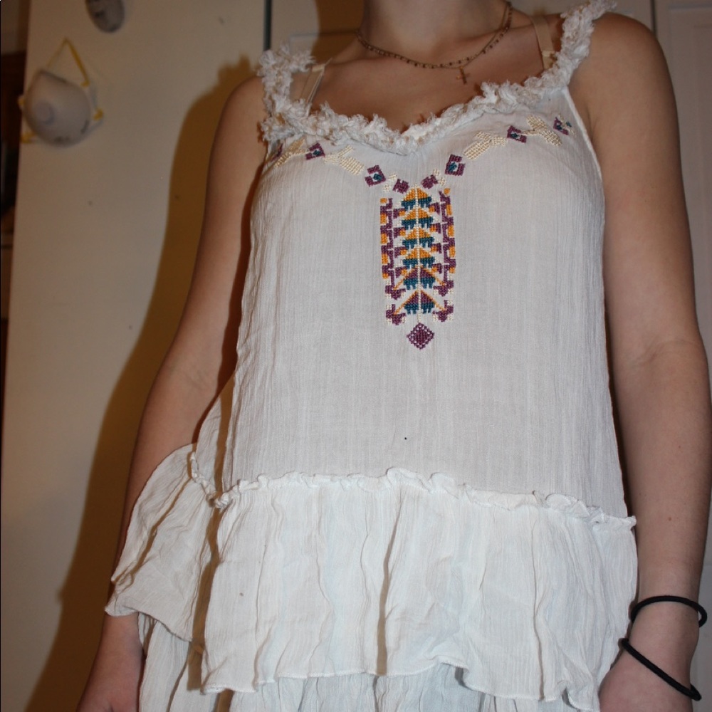 White Flowy Tank Top